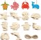 Wooden Sea Ornaments to Paint, 10 Styles DIY Blank Unfinished Wood Ocean Whale Seahorse Octopus Starfish Dolphin Turtle Shark Crab Cutouts Ornament for Crafts Hanging Decorations Summer